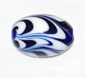Fine Oval Feather Murano Venetian glass bead. Fine Oval Feather Murano Venetian glass bead.
