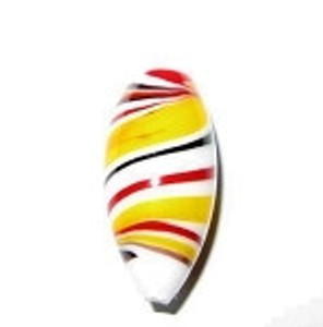 Yellow Multi colored Handmade Venetian oval glass bead Yellow Multi colored Handmade Venetian oval glass bead