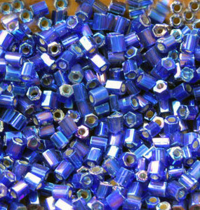 Hex Japanese S/L Cobal Blue  AB Glass Seed beads Hex Japanese S/L Cobal Blue  AB Glass Seed beads