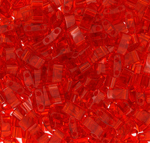 Japanese Half Tila Transparent Red Glass Beads 10Gm Bag Japanese Half Tila Transparent Red Glass Beads 10Gm Bag