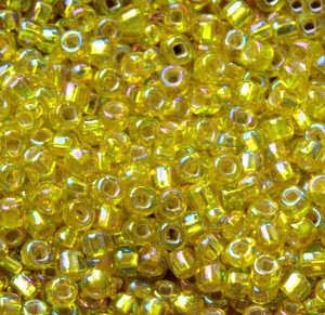 Japanese Lt Yellow Silver Lined AB Glass Seed beads Japanese Lt Yellow Silver Lined AB Glass Seed beads