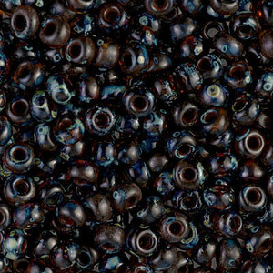 Japanese Opaque Translucent Dk Topaz Picasso Glass Seed beads 15 Gram Japanese Opaque Translucent Dk Topaz Picasso Glass Seed beads 15 Gram