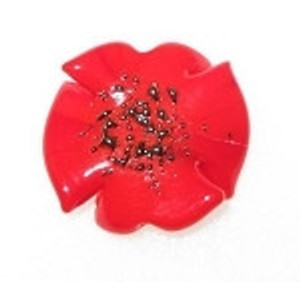 Red Bohemian glass flower copper bead Red Bohemian glass flower copper bead