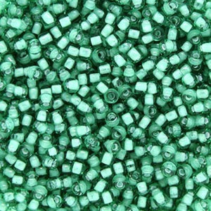 Transparent White Lined Green Japanese Glass Seed beads Transparent White Lined Green Japanese Glass Seed beads