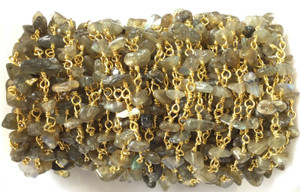Labradorite Chips beads /W Gold plated linked Rosary Chain-Jewelry Labradorite Chips beads /W Gold plated linked Rosary Chain-Jewelry