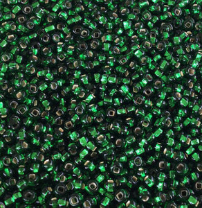 Czech round 8/0 Transparent Silver Lined Green Glass Seed Beads 30 grams Czech round 8/0 Transparent Silver Lined Green Glass Seed Beads 30 grams