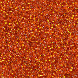 15/0 Japanese Miyuki Silver Lined Tangerine Seed Beads 15/0 Japanese Miyuki Silver Lined Tangerine Seed Beads
