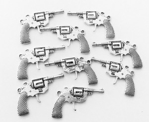 9PCs Antique silver plated gun charms-Pendant 9PCs Antique silver plated gun charms-Pendant