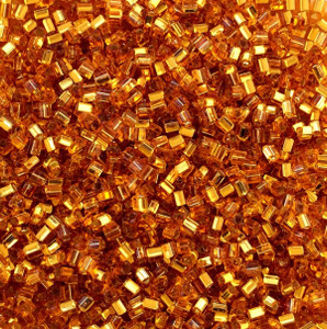 11/0 Silver Lined Gold Triangle Japanese Toho Glass Seed Beads-28 Grams Tube 11/0 Silver Lined Gold Triangle Japanese Toho Glass Seed Beads-28 Grams Tube