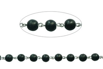 10mm Black Howlite Beaded Chain By The Foot