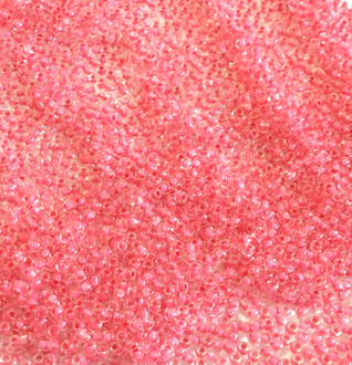 11/0 Crystal with Carnation Pink Lined Seed Beads 15 Gram