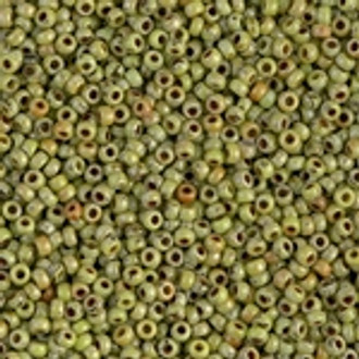 11/0 Japanese Opaque Picasso Chartreuse Glass Seed Beads