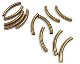 12 bronze metal tube beads