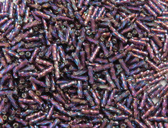 Bugle Miyuki transparent Lt Purple rainbow Spiral Seed Beads 15Grams