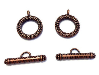 2 antique copper Toggle Clasps