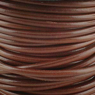 5 yards Genuine Round Leather Cord Cognac 1.5mm