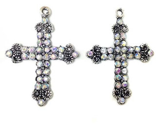2 silver plated cross charms