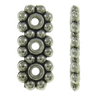 3 Strands Flower Spacer Beads Silver Plated