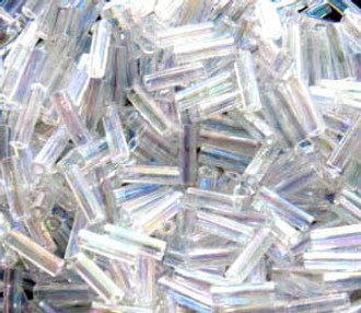 3mm Bugle Japanese Crystal AB Glass Beads 15 Gram