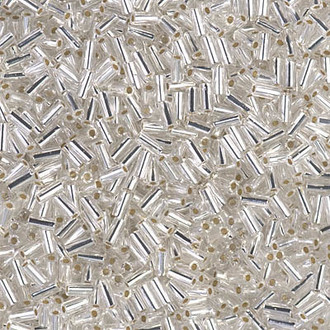 3mm Bugle Japanese Silver Lined Crystal Glass Beads 15 Gram