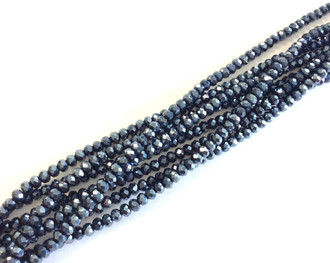 3mm Chinese Crystal faceted Gun Metal Rondelle Beads