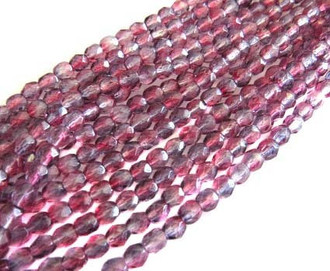 4mm Czech  Amethyst Gray Red FP Glass Beads