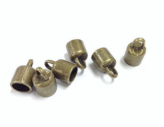 6 pieces Bronze kumihimo end caps