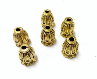 6 Gold Plated bead cones
