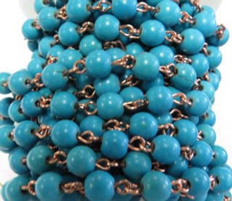 6mm Howlite Beaded Copper Plated Chain By The Foot