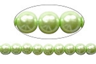 6mm LT Green Czech round smooth Glass Pearl 1