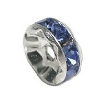 6mm Sapphire crystal silver plated rondelle