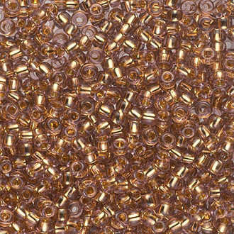8/0 Japanese 24KT Gold Lined Amber Seed Beads 15 Grams