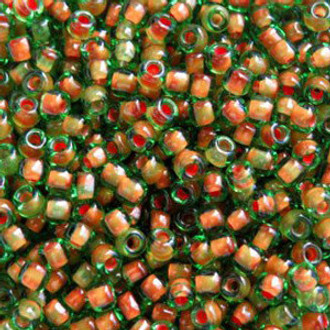 8/0 Japanese Lined Peridot Orange Glass Seed beads 28 Gram