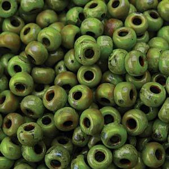 8/0 Japanese Opaque Picasso Chartreuse Glass Seed Beads