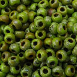 8/0 Japanese Picasso Chartreuse Glass Seed Beads 15Grams