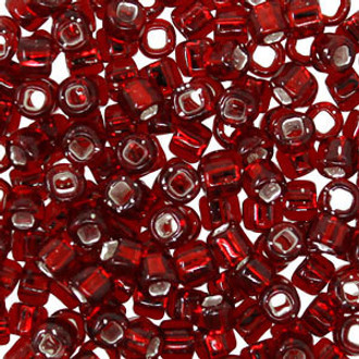 8/0 Transparent Silver Lined Red Round Japanese