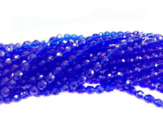 8mm Czech Dark Sapphire Fire Polished Glass beads