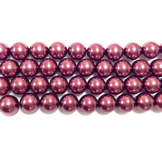 Czech Dark Rose Satin round smooth Glass Pearl 