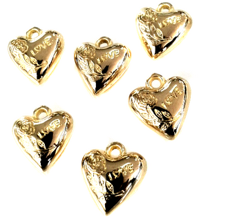 Acrylic Bright Gold Plated Heart Shape Charm