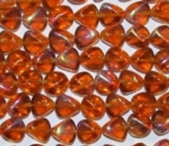 Amber fire polished Czech Glass Beads