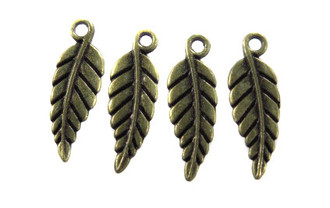 Antique Brass Fine Leaf Charm