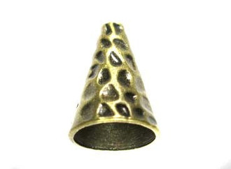 Antique Brass Plated Hammered Bead Cone