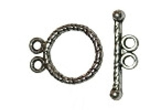 Antique Silver Double strand Pewter Toggle (pkg of 10)