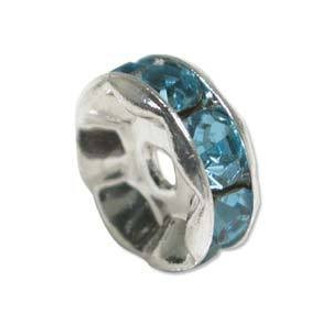 Aqua crystal silver plated rondelle 5mm spacer