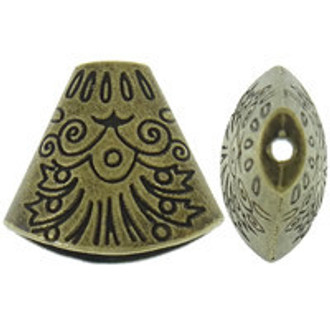 Base Metal Detailed Design Bead Cap Antique Gold 