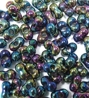 Japanese Miyuki Blue Green Metallic  Peanuts  seed beads 3x6mm