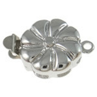 Box Silver Plated Single strand Flower Clasp