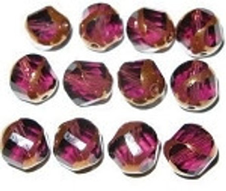 Czech Amethyst round Copper crystal  beads 10mm faceted