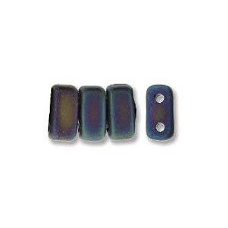 Czech Glass Matte Iris Blue  3x6mm 2-Hole Brick Bead (50pc Pack)
