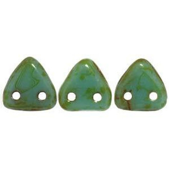 Czech Glass Triangle 2Hole 6mm Turquoise Picasso 7 Gram